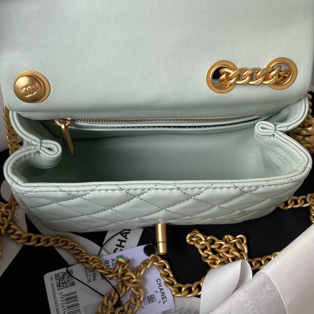 Mini Classic Flap Lambskin Bag AS4040 Light Green